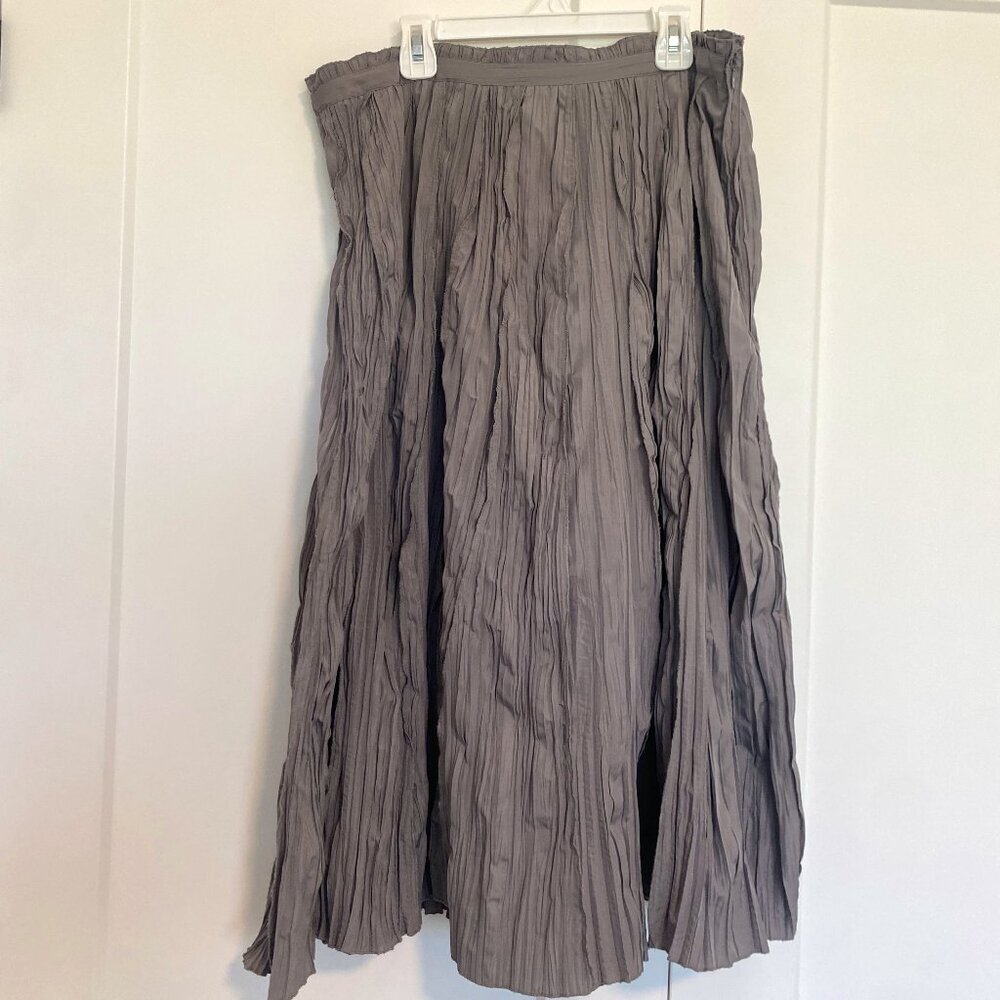 Adam Jacobs Grey Gothic Grunge‎ Crinkle Midi Skirt